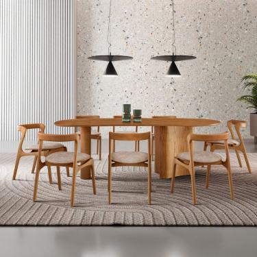 Imagem de Mesa De Jantar Soláris 220cm Madeira Tampo Laminado Orgânico Milano / Imbuia Nat.