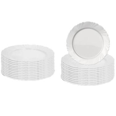 Imagem de Conjunto De Pratos Rasos Duralex Pétala Em Vidro 24 Peças Branco