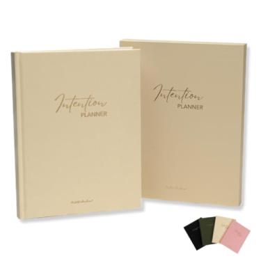 Imagem de Pland Studio Agenda de 90 dias – Organizador de objetivos diários sem data em linho alabastro | Diário de gratidão, rastreador de hábitos, quadro de visão e páginas de reflexão para planejamento