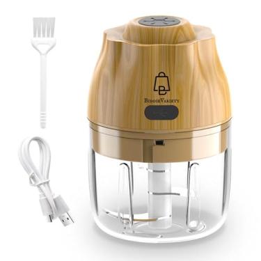 Imagem de Biddievariety Mini Picador Elétrico De Alho, Frutas E Vegetais: Processador Compacto Sem Fio Ideal Para Gengibre, Pimenta, Carne Muito Mais, 250 Ml, Madeira