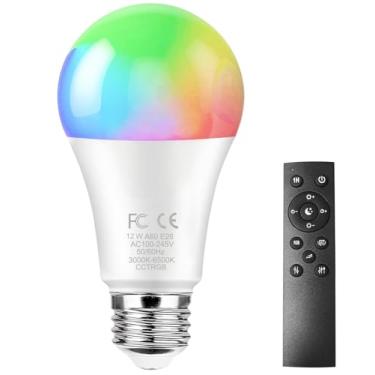 Imagem de GRV Lâmpada Led Inteligente E26 12W Com Controle Remoto De 2,4 Ghz, Rgbw Que Muda Cor, Regulável Continuamente 3000 A 6500 K, Equivalente Incandescente 100 W, A19 1000 Lúmens, Cri> 80, Decoração Par