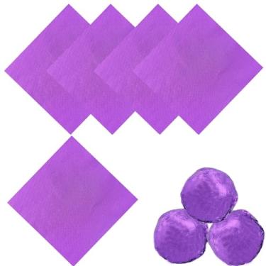 Imagem de Copzievkae Pacote Com 100 Embalagens De Papel Alumínio Roxo, 4X4" - Perfeitas Para Chocolate, Bolo E Doces Artesanais
