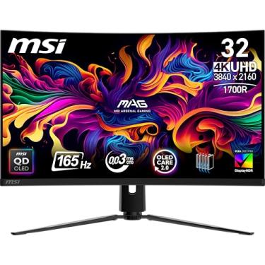 Imagem de MSI Monitor de computador MAG 321CUP QD-OLED 32 polegadas 3840 x 2160 (UHD), 165Hz, sincronização adaptável, HDMI, porta DP, montagem VESA, inclinação, alto-falante, 0,03 ms, preto