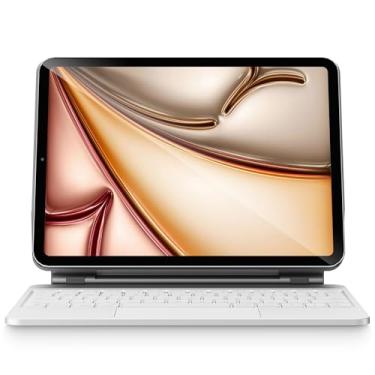 Imagem de pekarejue Capa Magic Keyboard Para Ipad Pro 11 Polegadas (M4) 2024: Trackpad Multitoque Inteligente, Retroiluminação Rgb, Fileira De Funções, Branco-Sujo