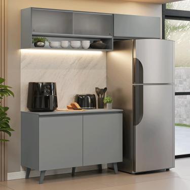 Imagem de Armário de Cozinha Compacta 200cm Cinza Nice Madesa XA09