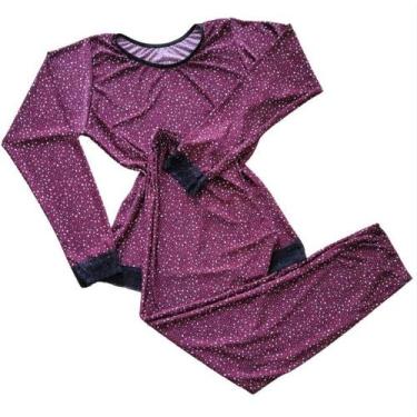 Imagem de Pijama Manga Longa Renda Estampado Feminino Inverno Liganete - Noite E