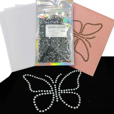 Imagem de Genio Cristal SS10 Strass de opala branca ultra hotfix com molde de borboleta e fita de transferência – 3600 peças – Kit de prensa térmica DIY para casamento