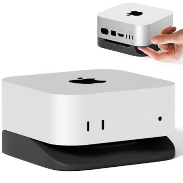 Imagem de ELETIUO Suporte de mesa para Mac mini M4/M4 Pro 2024, suporte de mesa de silicone com dissipação de calor, base antiderrapante, fácil acesso ao botão liga/desliga, economiza espaço para melhorar o
