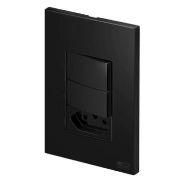 Imagem de Monte Seu Kit de Tomadas e Interruptores Preto Fosco Apagadores de Luz 10 20 A 220 V Duplo Paralelo (Int. Duplo Simples + Tomada20A)