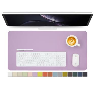 Imagem de Tapete de mesa de couro de poliuretano antiderrapante para escritório e casa - organização de mesa e acessórios - ideal para mouse pad grande e tapetes de mesa em cima de mesas (roxo, 70 cm x 35 cm)