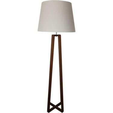 Imagem de Luminaria de Chão Cassville Cupula Tecido Cru e Base Madeira Mel 175 c