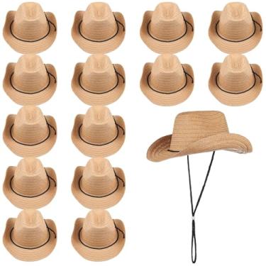 Imagem de 15 chapéus de cowboy de palha, chapéus de aba larga ocidental para homens e mulheres, chapéu de vaqueira unissex, chapéus de sol com alça de queixo ajustável para atividades ao ar livre, festas
