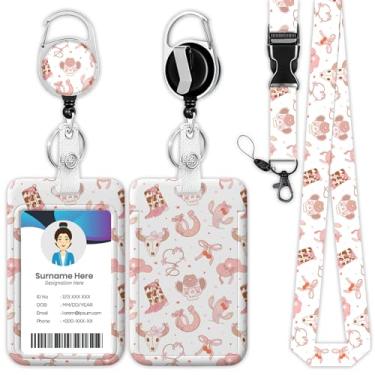 Imagem de Cordão de carretel de crachá rosa cowgirl, porta-crachá de identidade, clipes retráteis para médico, enfermeira, professor, escritório, estudante