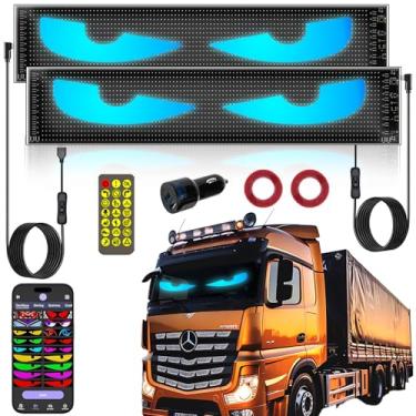 Imagem de 2 peças de luz LED olho diabo para carros, caminhões, SUVs, janela de para-brisa - painel de tela de LED flexível de 59,4 cm x 12 cm programável olhos de carro placa de LED animada para carro, com