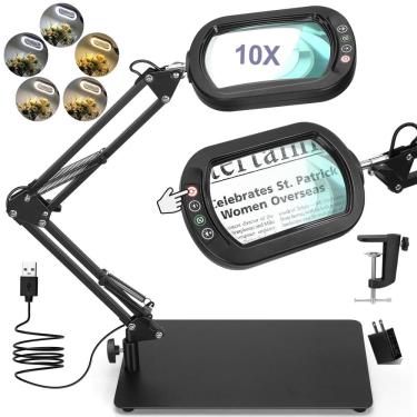 Imagem de Lupa Drdefi 10X Square com luz e suporte LED