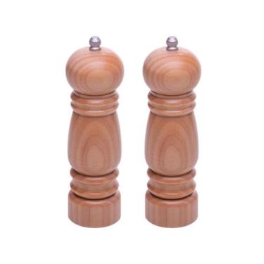 Imagem de 2 Moedores Sal Grosso e Pimenta Moedor Manual Gourmet Bambu - Lyor
