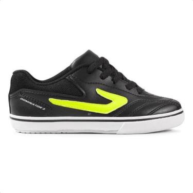 Imagem de Chuteira Futsal Juvenil Topper Dominator 3, Preto, Amarelo, 29