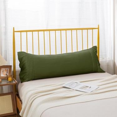 Imagem de H HOUSEHOLD Capa de almofada corporal leve de café 50 x 137 cm com babados artesanais, microfibra lavada ultramacia, capa de travesseiro com laço vintage francês com babados 1 pacote verde-oliva