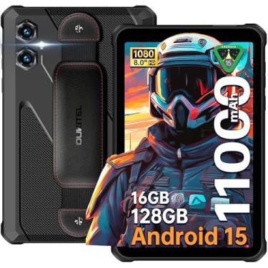 Imagem de OUKITEL Tablet RT3 Plus robusto Android 15, tablets impermeáveis expansíveis de 16 GB + 128 GB, tela HD de 8 polegadas, bateria de 1100 mAh, 16 MP + 8 MP, IP68 e IP69K, 4G Dual SIM/BT5.0/OTG/NFC