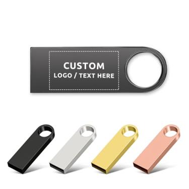 Imagem de Pen drive USB personalizado, pen drive de metal personalizado em massa USB 2.0, ideal para presentes corporativos, brindes promocionais, estúdios de fotografia e música e organizações sem fins