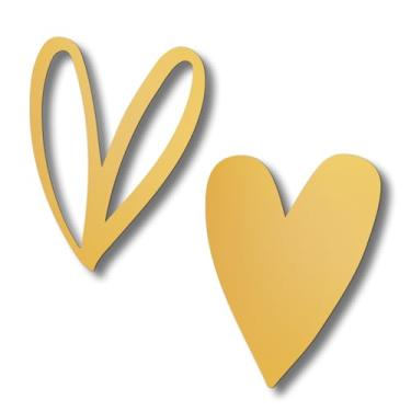 Imagem de Vineland Decoração de parede de coração de metal, esculturas de parede minimalistas douradas para sala de estar, quarto, banheiro, cozinha, presentes de inauguração, 15 x 19 cm, conjunto com 2