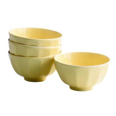 Imagem de Swlthwen Conjunto de 4 tigelas de arroz de cerâmica, tigelas de sushi de 11 cm (amarelo)