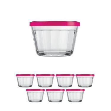 Imagem de 7 Tigela Vidro Americano Tampa Plastica Sortida 150ml Nadir - NADIR FI
