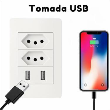Imagem de Tomada USB Dupla Branco 10A 5V - ASAF