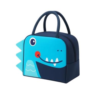 Imagem de Lancheira Térmica Infantil Com Desenho 3D Bolsa Escolar Impermeável com Alça Resistente (Azul (Dinossauro))