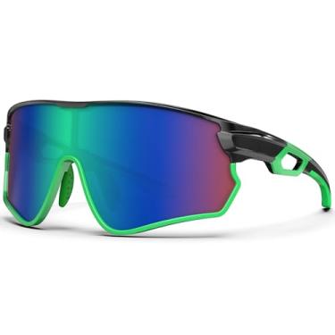 Imagem de BEACOOL Óculos De Sol Esportivos Polarizados Para Homens E Mulheres, Jovens, Beisebol, Pesca, Ciclismo, Corrida, Caminhada, Motocicleta, Táticos Uv400 (Preto Brilhante, Verde)