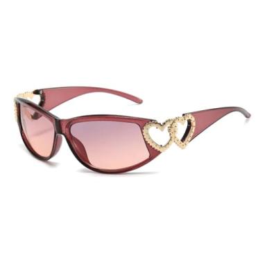 Imagem de JRLLFD Óculos de sol punk envolventes da moda para mulheres e homens, vintage, coração oco, para dirigir ao ar livre, UV400 (roxo, roxo, rosa)