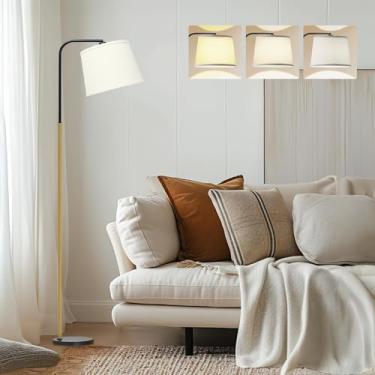 Imagem de AKASUKI Luminária de chão para sala de estar com 3 temperaturas de cor, lâmpadas de pé com interruptor de pé para sala de estar, quarto, escritório, luminária de chão com lâmpada LED de 9W incluída