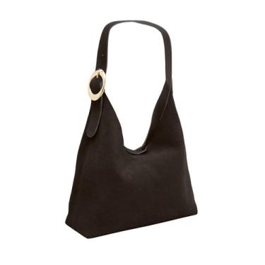 Imagem de Mariart Cajuzinho Bolsa Shoulder Hobo Feminina de Couro Suede Bovino Legítimo (Café)