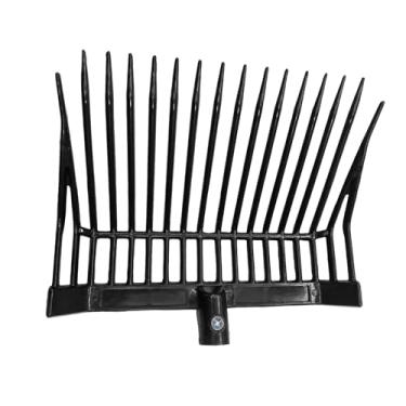 Imagem de Fenteer Cabeça de substituição para garfo de esterco de cavalo, cabeça de forcado com dentes angulares para ervas daninhas, criação de animais, rancho, Preto