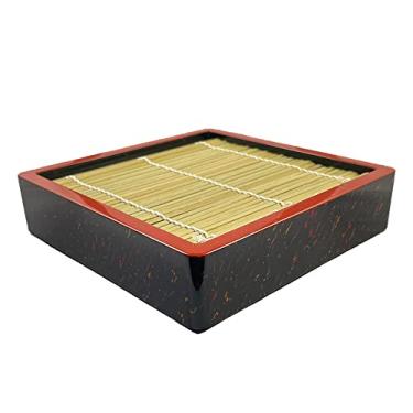 Imagem de ノーブランド品 DX Kaku Soba Seiro Soba Prato de Soba, Escorredor Soba, Estilo Tsugaru Lacquer Style, Bambu Incluído, Tenshu Preto