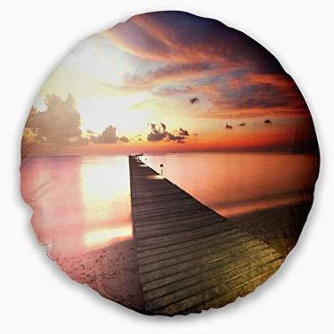 Imagem de Designart calçadão de madeira na colorida ponte do mar sala de estar, sofá, almofada + capa de almofada impressa em ambos os lados 50 cm