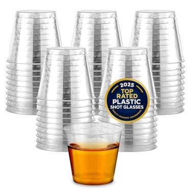 Imagem de Stock Your Home Pacote com 100 mini copos de shot de plástico (28 g) copos descartáveis transparentes para shots de gelatina, degustação de vinho, licor, uísque, pudim, copo de amostra para Halloween e festas elegantes