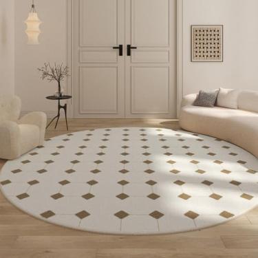 Imagem de Tapetes para quarto, casa, tapete macio, padrão xadrez, decoração para sala de estar, redondo, lavável, estudo (300x300cm/C)