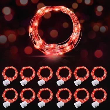 Imagem de LED Fairy Lights AIKEI Red Waterproof 2m 20 Lights, pacote com 12
