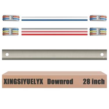 Imagem de XINGSIYUELYX Haste para ventilador de teto de 71 cm, 【1 diâmetro externo】 Haste estendida de níquel escovado, incluindo 4 conectores de fio e 5 fios de extensão (sem roscas)