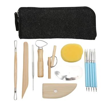 Imagem de Ferramentas de Argila de Conjunto de 14 Peças Com Caneta de Indentação de Silicone, Faca de Corte de Argila de Madeira para Modelagem e Escultura de Cerâmica, Ferramentas de Artesanato Portátil para Modelar e Detalhes de Embelezamento