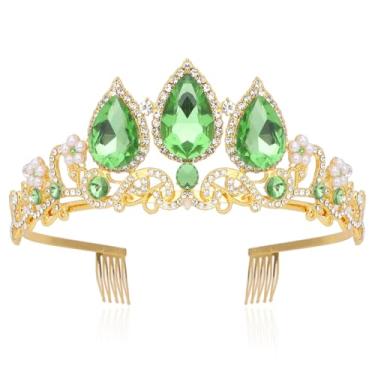 Imagem de Brimekichio Rapunzel Crown Girls Women Princess Crown Tiara for Little Girls Kids Princess Birthday Accessories Halloween, Green