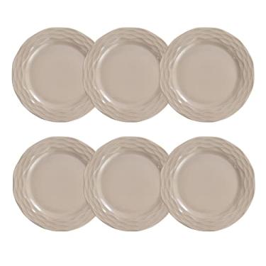 Imagem de Conjunto de prato raso em porcelana, modelo Ondas, Ø 26,5 cm, 6 unidades, Germer,Creme