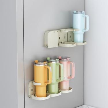 Imagem de ZZWILLB Suporte magnético Stanley de 2 peças para geladeira, garrafa de água e organizador de copos com design de acrílico dobrável para cozinha, acessórios de copo Stanley de 1,134 g, presentes