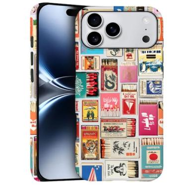 Imagem de DJSOK Compatível com iPhone 17 Pro Max, capa antiarranhões à prova de choque de policarbonato fosco - Colagem retrô Matchbox