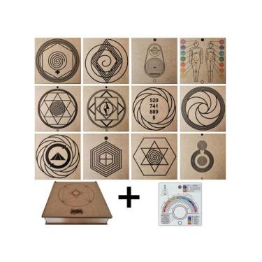 Imagem de Kit Caixa + 12 Principais Gráficos Radiestesia do Grupo 2 MDF Cru 20x2