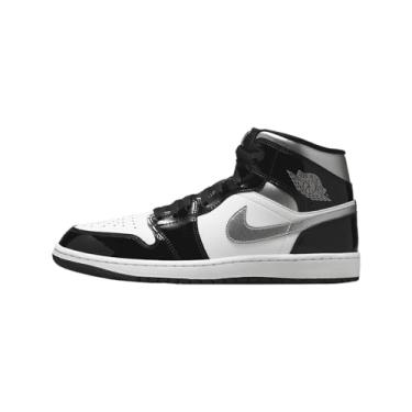 Imagem de Tênis masculino Air Jordan 1 Mid SE (HV0789-010, preto/branco/ouro metálico/prata metálico), Preto/prata metálico/branco, 45 BR