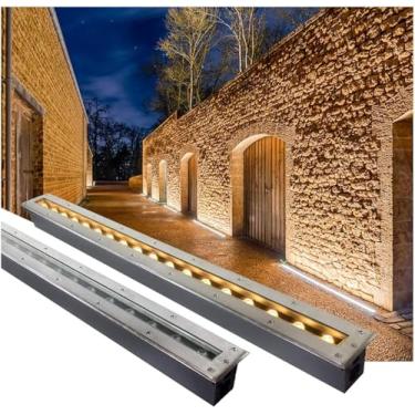 Imagem de Refletor Led Embutido Ao Ar Livre - Lâmpada De Quintal Enterrada, Luz Subterrânea Linear Retangular, Luzes De Corredor à Prova D'água Ip67 Luz De Degrau De Escada, Warm White, 85-245V(24W)