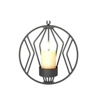 Imagem de Castiçal geométrico castiçal de metal de ferro montado na parede decoração de casa artesanato decoração de festa de casamento ornamentos suporte de velas