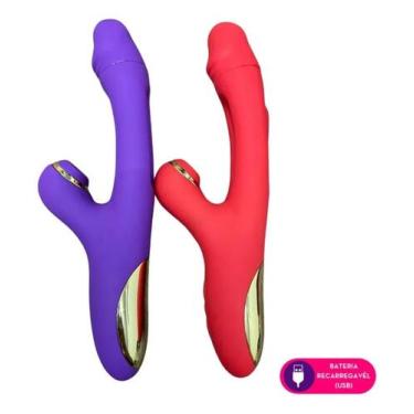 Imagem de Vibrador Duplo Sexual Estimulo 2 em 1 Sex Shop Recarregável USB Ondas 